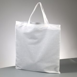 Tragetasche Baumwolle, weiß, kurze Henkel, 38 x 42 cm, 105 g/m²