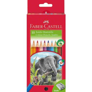 FABER-CASTELL Buntstifte JUMBO + Sp itzer, 10er Kartonetui (5653810)