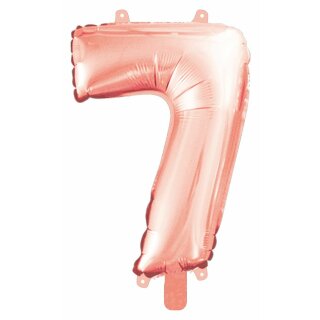 Folienballon, Ziffer "7", roségold und silber