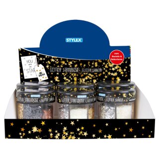 AAO Glitter-Streudeko, 6 verschiedene Dekore, im Display