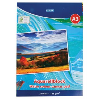 Aquarellblock DIN A3, 185 g/m², 24 Blatt