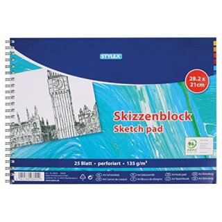 Skizzenblock DIN A4, 135 g/m², 25 Blatt