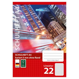 AAO Schulheft, Lineatur 22, DIN A4, 16 Blatt, FSC