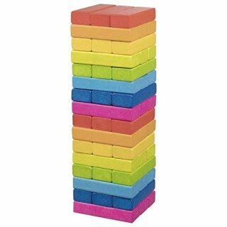 Geschicklichkeitsspiel Wackelturm Regenbogen, 7,5 x 7,5 x 24 cm, Holz, 48 Steine, per Stück