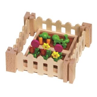 Accessoires Mein kleiner Garten, für die Puppenhäuser, Beet 7,7 x 5,3 x 1,8 cm, Holz, 32 Teile, per Set