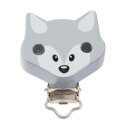 Schnulli-Ketten Clip Fuchs 37 mm x 11,5 mm, grau