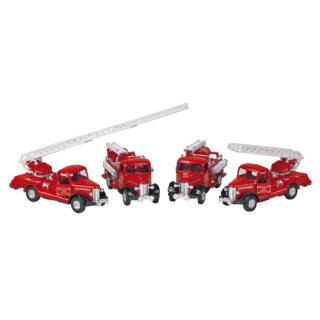 Classic Feuerwehr, Spritzguss, L= 12 - 13,5 cm, Rückzugmotor, 2fach sortiert, 12er Display