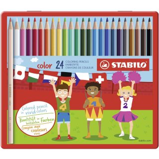 Buntstift - STABILO color - 24er Metalletui - mit 24 verschiedenen Farben (ABVK)