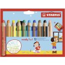 STABILO woody 3 in 1, 10er Etui mit Spitzer