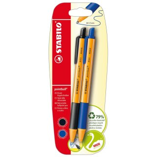 STABILO pointball 2er Blister blau schwarz