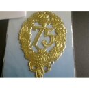 Festliche Zahl 75 gold 8x12cm, mit Draht