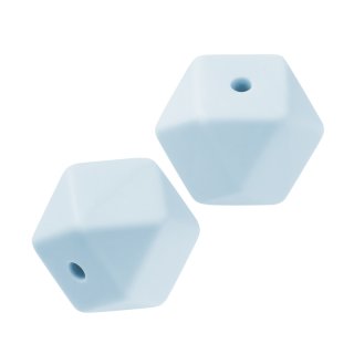 Schnulli-Silikon Perle sechseck 14 mm, hellblau, Btl. &agrave; 3 St.