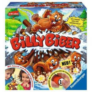 Ravensburger 22246 Billy Biber - Geschicklichkeitsspiel für ruhige Hände - Spiel für Kinder ab 4 Jahren, Familienspiel für 1-4 Spieler - magische Zauberfolie (ABVK)