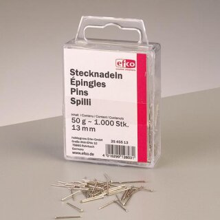 Stecknadeln, vernickelt, Eisen, 13 mm, 50 g ~ 1.000 Stk.