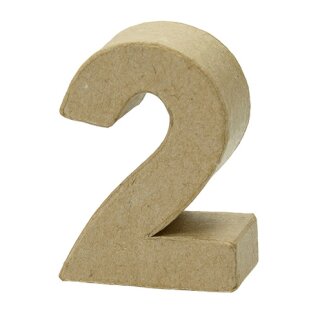 Zahl, , - 2 -, H 5 x B 3,8 x T 2 cm,