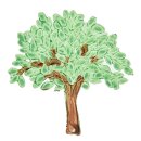 Wachsdekor, braun grün, Baum bemalt braun,...