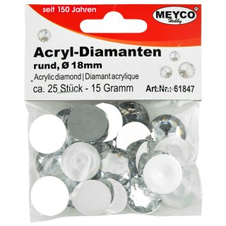 Acryl-Diamanten, Ø 18mm, 15g  (ca. 25 Stück), kristall