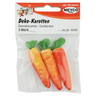 Deko-Karotte aus Styropor, lackiert 3 Stck. im, SB-Beutel ø1,5cm x 5,3cm