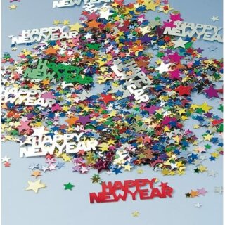 Deko-Konfetti "Happy New Year mit Sternen", bunt, 15g/SB-Btl.