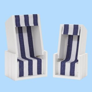 Strandkorb weiss/blau, 12 x 7 x 4,5 cm