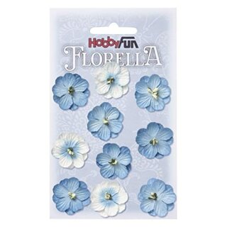 FLORELLA-Blüten aus Maulbeer-Papier 2,5 cm, blau, Btl. à 10 St.