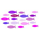 Wachsdekor, rot, Fische / Familie,Freunde…, 80 x...