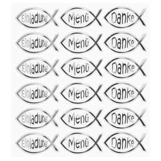 Hobby Design Sticker Fisch Einladung Menu Danke 0 95