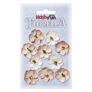 FLORELLA-Blüten aus Maulbeer-Papier, 2,5 cm, rosenholz, Btl. à 10 St.