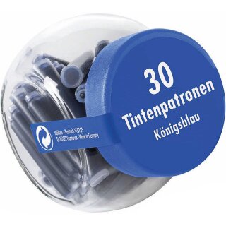 Tintenpatrone für Füllh. Tintenp. St, Patronenfüllh, königsbl, Glas mit 30 Patr.