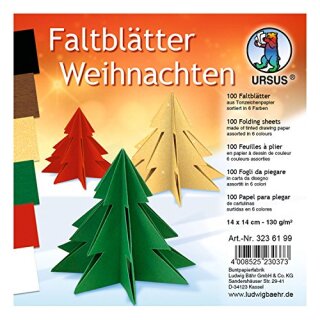 FALTBL."WEIHNACHTEN" 130G.14x14CM, 100BL,6 FARBEN