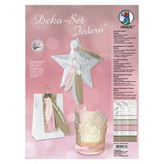 Ursus 27440001 - Deko Set Federn, 104-teilig, sortiert in 5 Farben, shabby (ABVK)