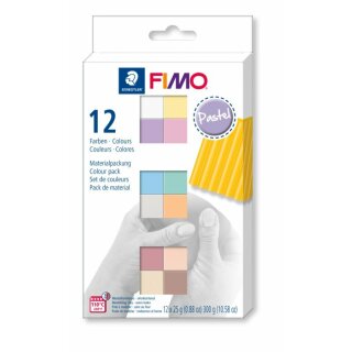 FIMO soft ofenhärtende Modelliermasse, Kartonetui mit 12 sortierten Pastell-Farben, (ABVK)