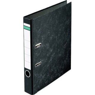 Ordner schmal S50, Wolkenmarmor, schwarz Economy, grüner Balken