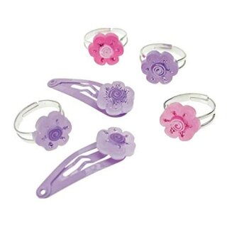 CC-Clips + Ring Set Blume 4 Farben (6)