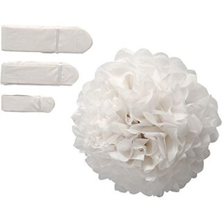 Seidenpapier-Pompons, Weiß, D: 20+24+30 cm,  14 g, 3Stck.