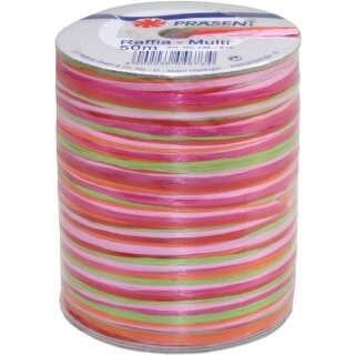 Präsent Bastband, rot-pink-grün, 50-m-Spule (ABVK)