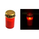 Grablicht LED, 6,8x12,3cm, rot mit Golddeckel