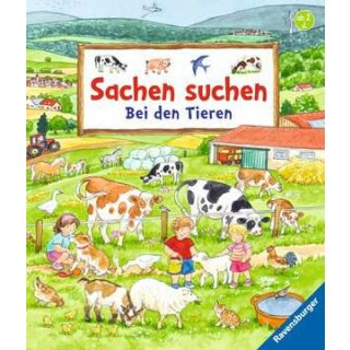 Sachen suchen: Bei den Tieren, Pappbilderbuch unter 5 Euro