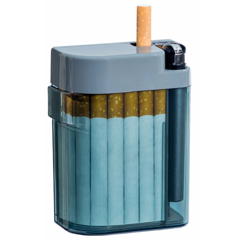 Zigarettenetui in Silber mit Elektrischem Feuerzeug Zigarettenbox Geschenk "NEU"