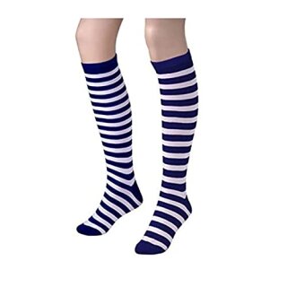 Ringelkniestrümpfe blau/weiß