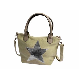 Canvas Satchel Tasche hellgrau Stern(1)