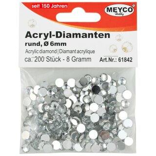 Acryl-Diamanten, Ø 6mm, 8g  (ca. 200 Stück), kristall