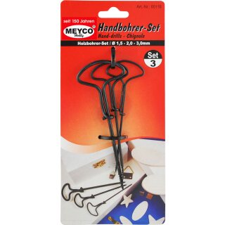 Handbohrer, Set/3, Ø 1,5 - 2,0 - 3,0 mm,