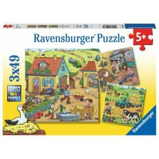 Ravensburger Kinderpuzzle 05078 - Viel los auf dem Bauernhof - 3 x 49 Teile (ABVK)