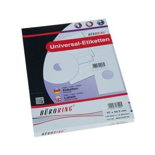 Büroring Etiketten, A4, 97 x 42,3mm, 1200 Etiketten