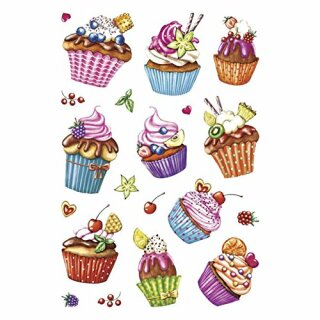 Schmuck-Etikett DECOR Cupcakes, 10 Stück, bunt, 20 Stück