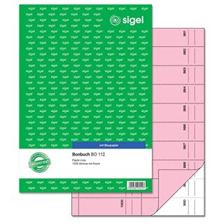 AAO SIGEL BO112 Bonbuch, 1000 Abrisse rosa, DIN A4, 2x50 Blatt (ABVK)