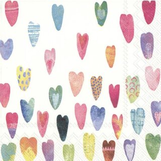 RAINBOW HEARTS Cocktail-Servietten