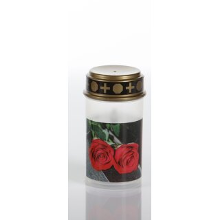 AAO LED Grabkerze mit Motiv Rose weiß mit Dorn