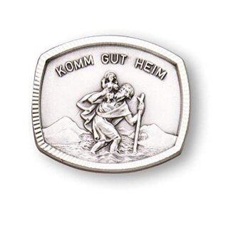 Christopherus-Plakette mit Magnet und selbstkebenden Metallplättchen